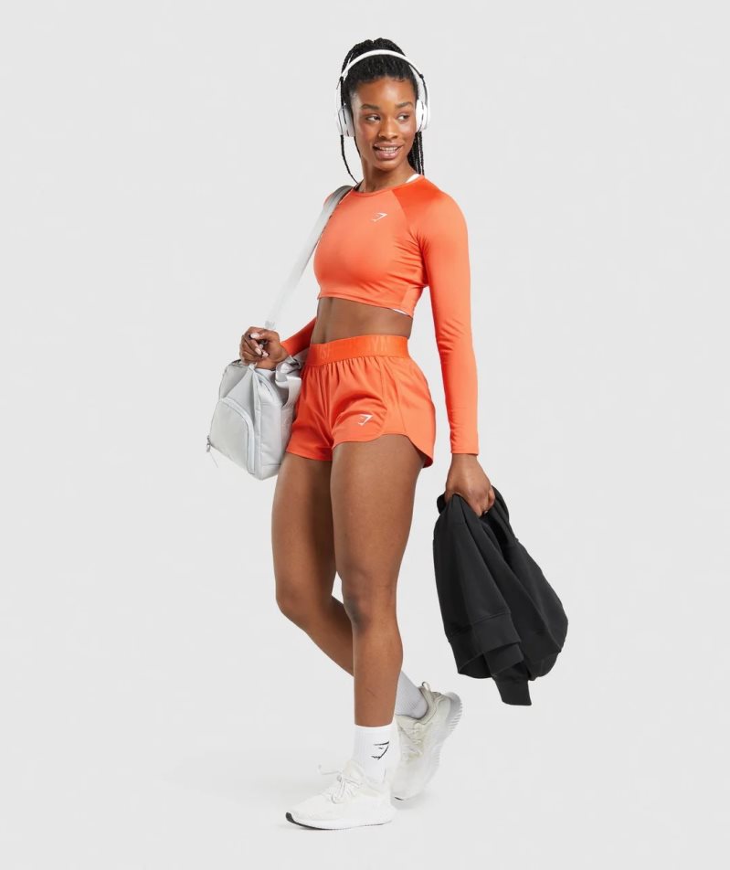 Women's Gymshark Training Long Sleeve Cropped Tops Orange | CA 15D70N